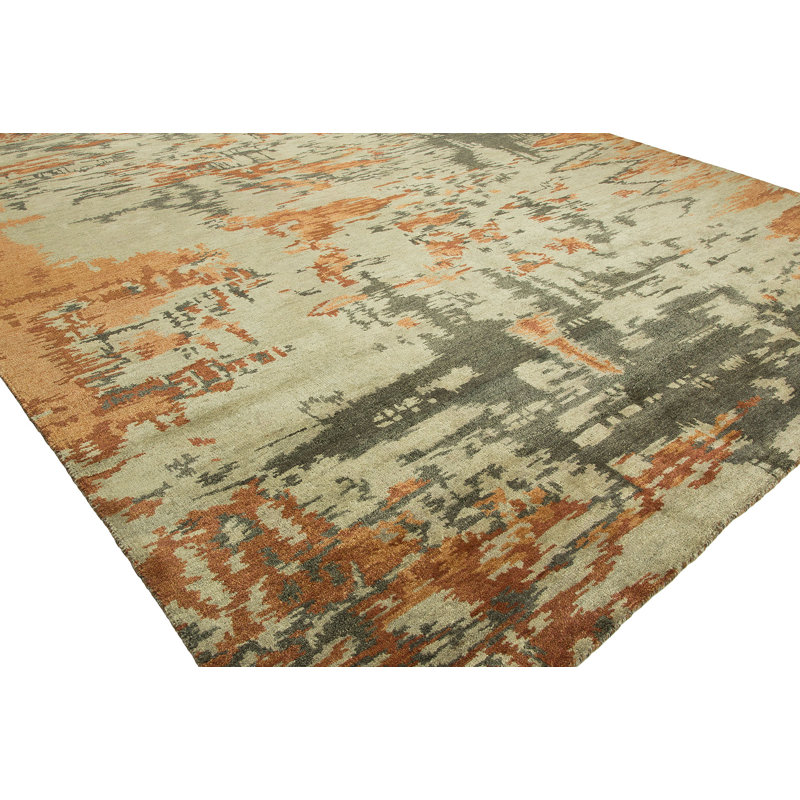 Selayah Wool Camouflage Area Rug in Orange, Rectangle 10' x 14'