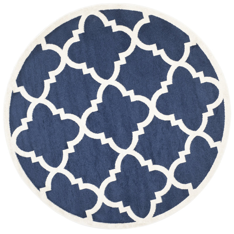 Tapis bleu marine / beige Ammundsen, Rond 7 pi