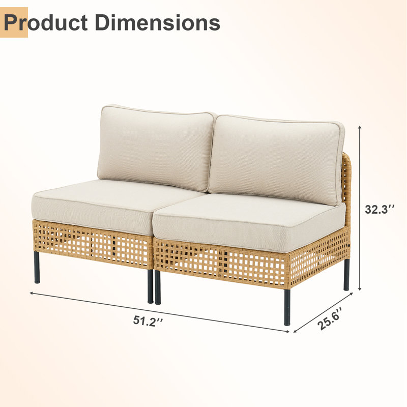 Canapé modulaire d'extérieur moderne en osier avec coussins de patio