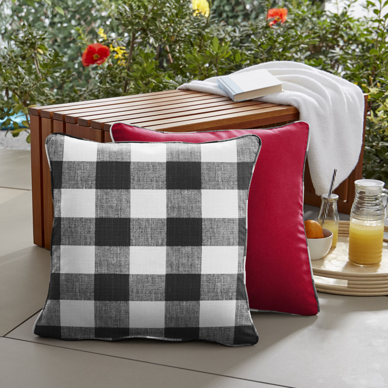 Plaid Outdoor Reversible Throw Pillow, 20" x 20"