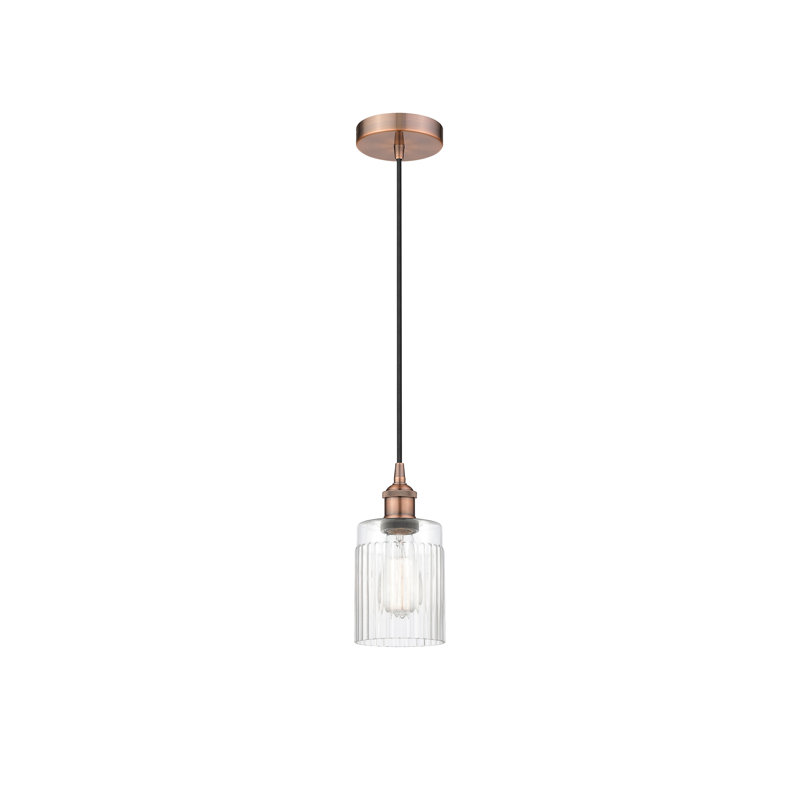 Kamena 1 - Light Cylinder Pendant, Clear, Antique Copper
