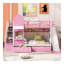 Lit superposé simple au-dessus d'un lit simple avec 2 tiroirs, 3 tablettes et glissière - rose