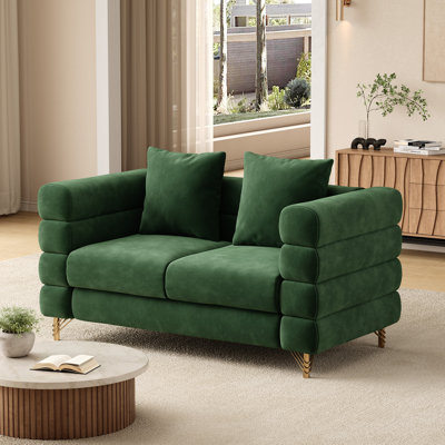 Causeuse en velours 58 po avec pattes dorées 58 po Modern 