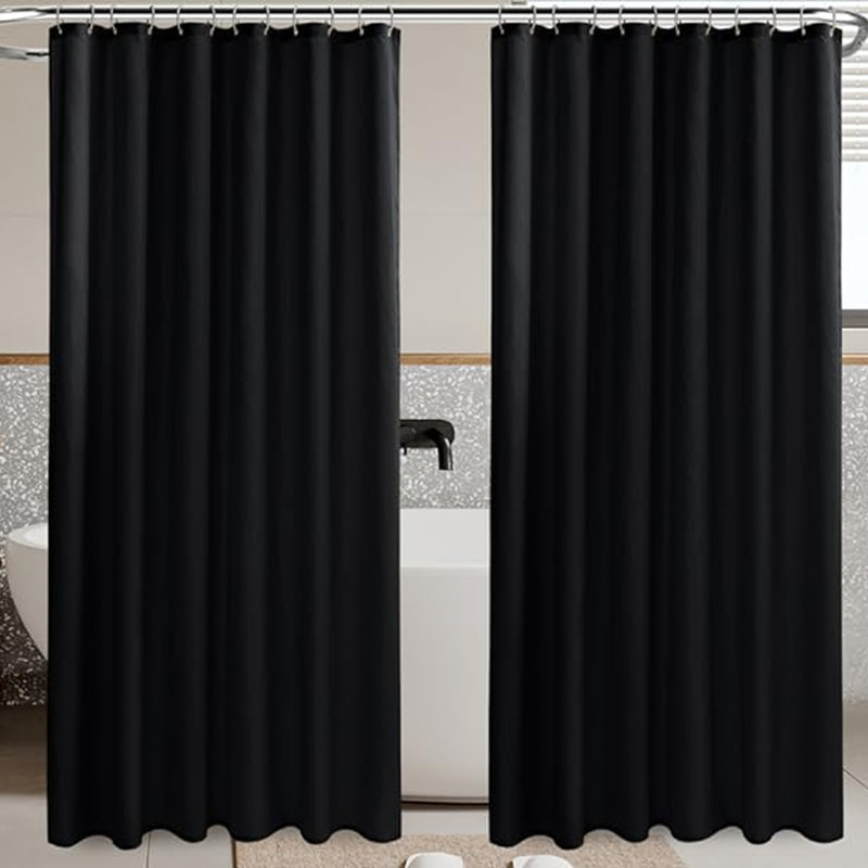 Rideau de douche Miltiadis avec crochets inclus, H 70,8 po x l 78,7 po, Noir