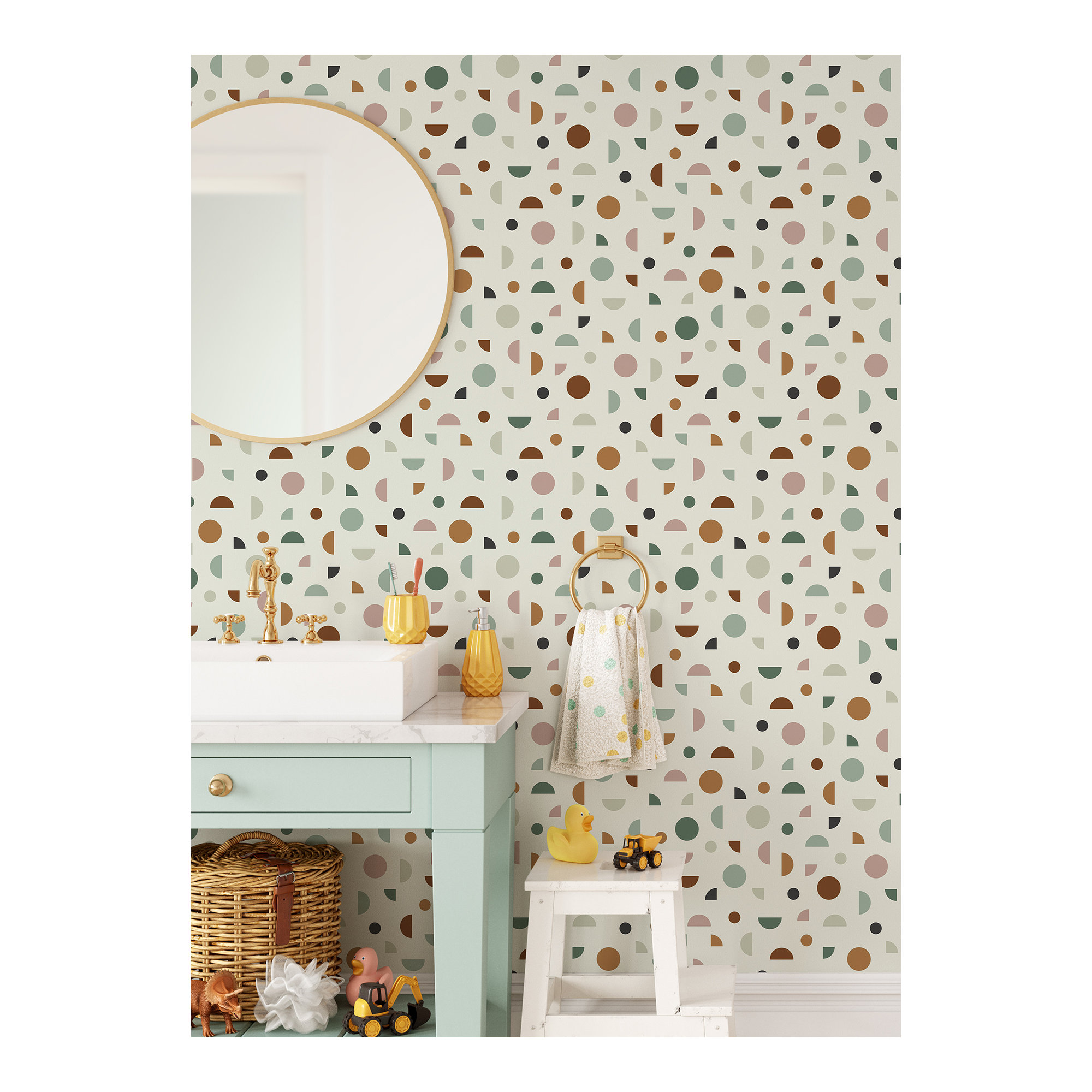 Newark Mid-Century Geometric Wallpaper, Gray