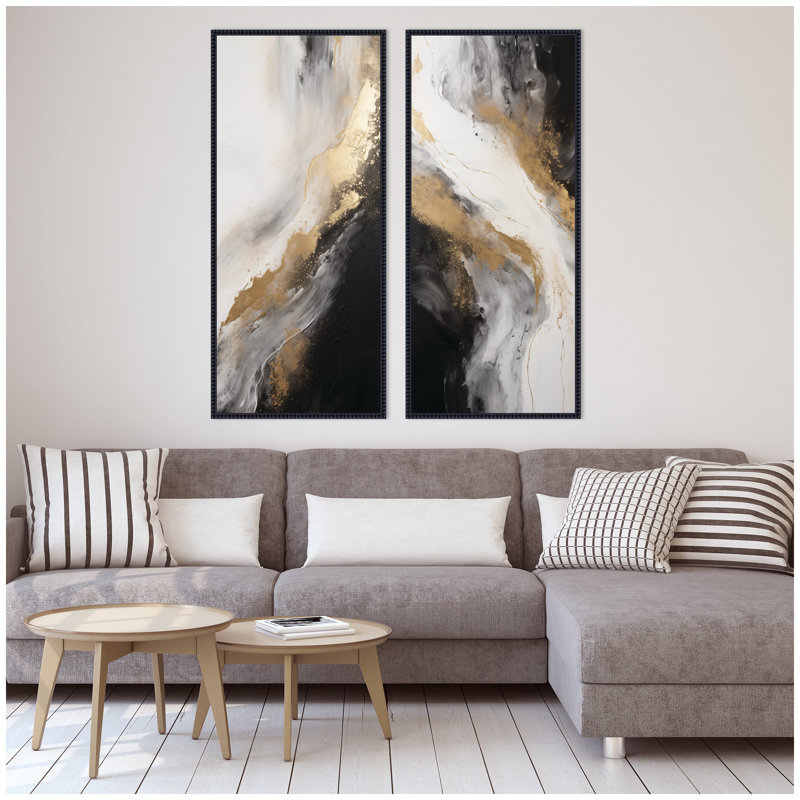 Ensemble de 2 toiles encadrées Luxe Drift par The Creative Bunch Studio