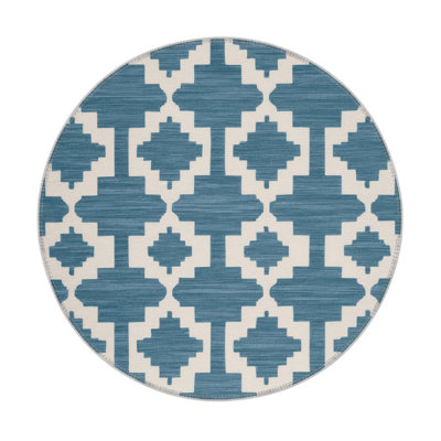 Tapis bleu intérieur et extérieur Trellis