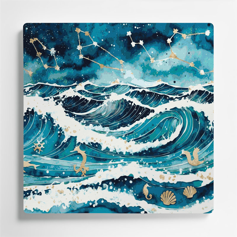 Art mural en métal Coastal Coastal Zodiac Plus, H 8 po x l 8 po
