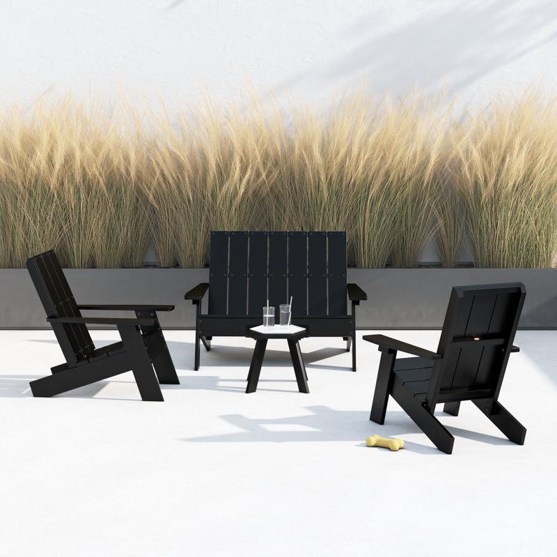 Byrnes 4 - Person Patio Conversation Set, Black