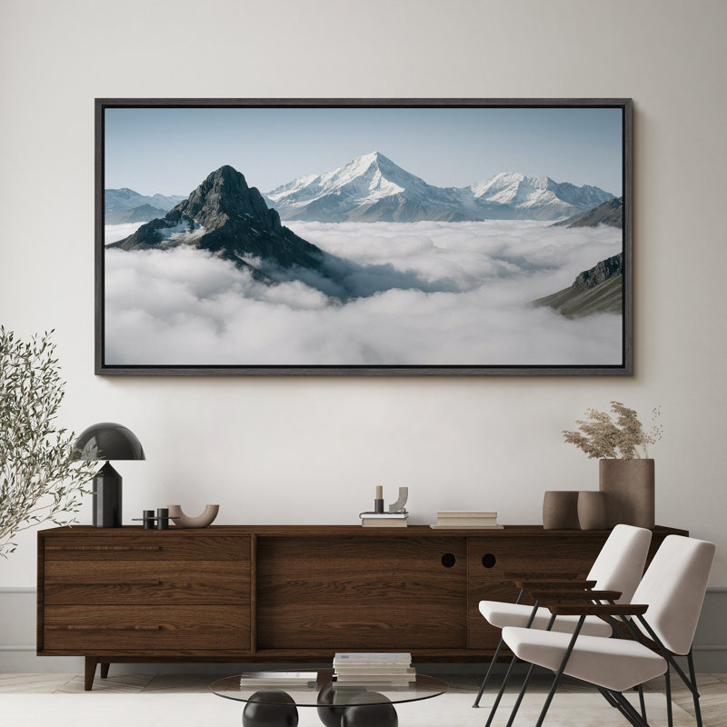 Grande impression sur toile encadrée, impression de paysage de montagne pour un décor moderne, Noir, H 30 po x l 60 po