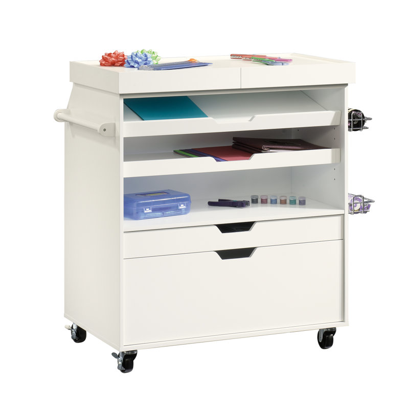 Engineered Wood Traditional Craft Cart, White