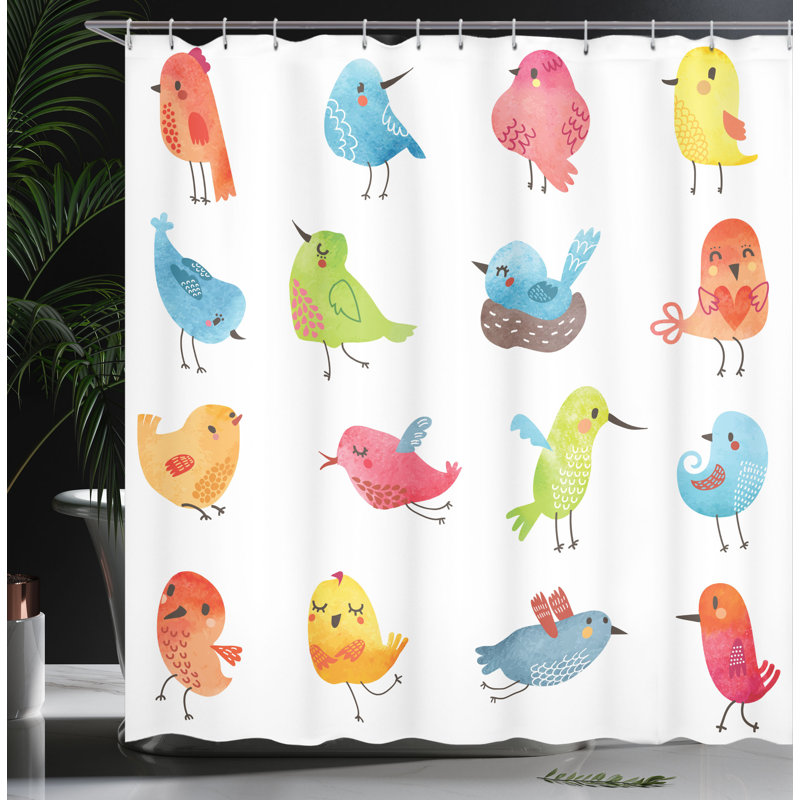 Lottie Shower Curtain with Hooks Included, 69" H x 105" W