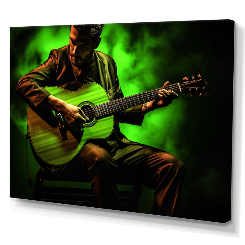 «Green Green Music Acoustique Serenade», reproduction d'art sur toile, H 16 po x l 32 po x P 1 po, Toile tendue