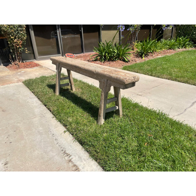 Banc en bois massif Haneef, Gris, H 20 po x l 60 po x P 7 po