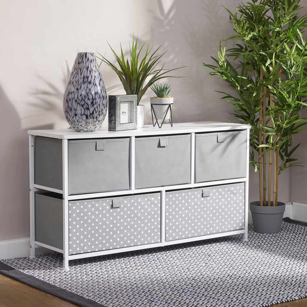 Grey 5 Drawer Storage Chest