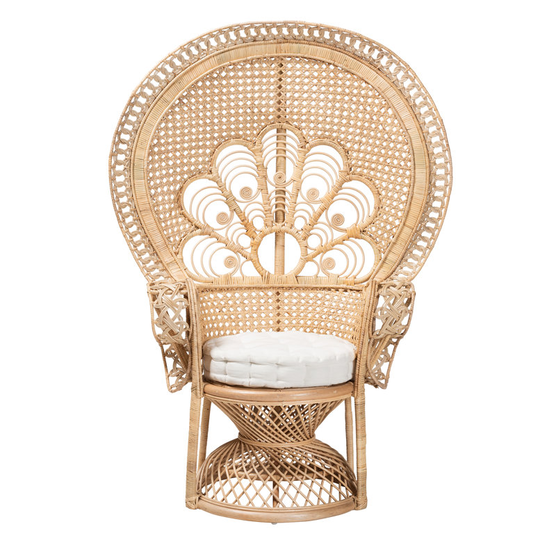 Fauteuil à oreilles en rotin de polyester capitonné l 41,3 po Kerlin