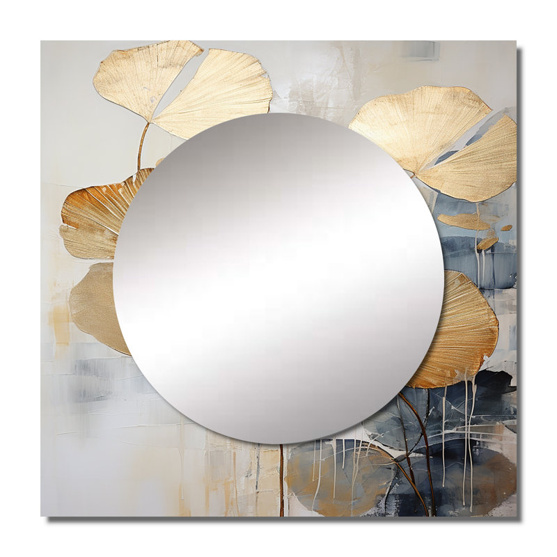 Chanaye - Miroir carré moderne tropical doré bord de mer tropical, 23 po x 23 po