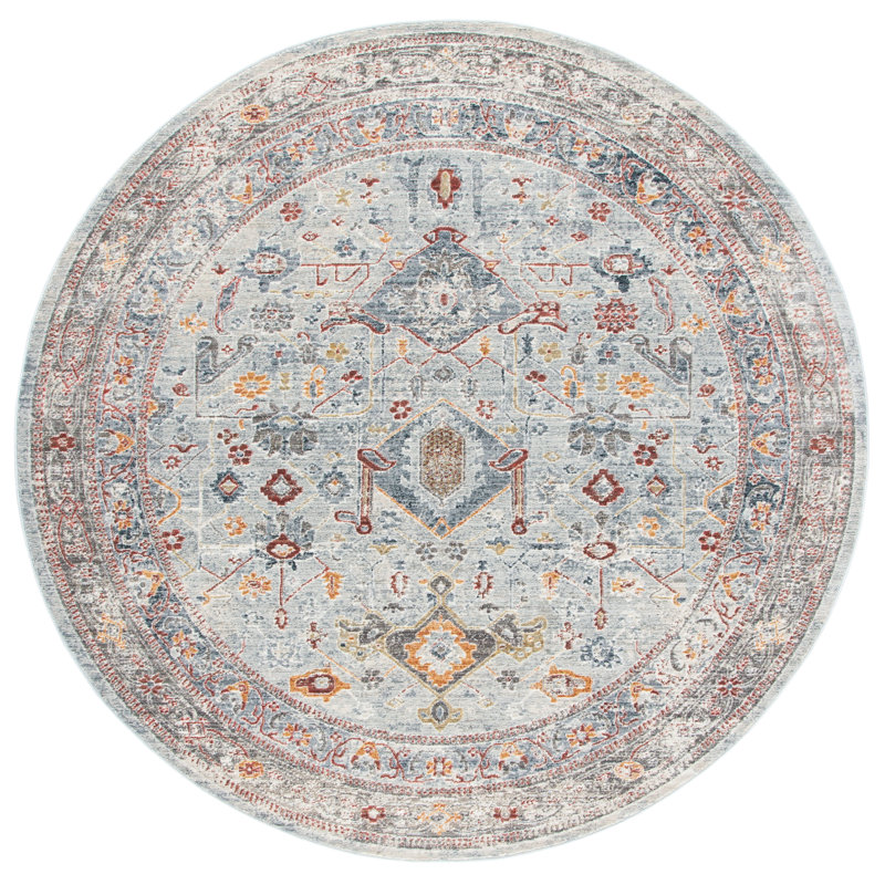 Tapis oriental gris clair / brun, Rond 6 pi 7 po