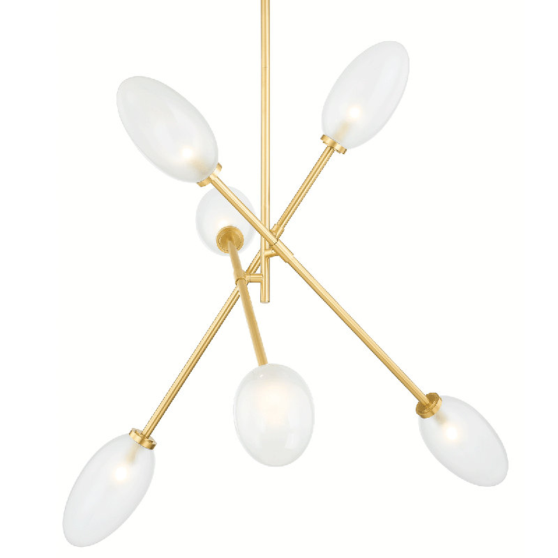 CHANDELIER 6 lumières ALBERTON, Laiton vieilli