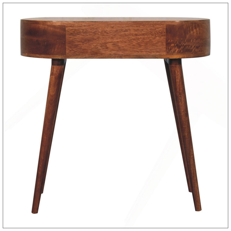 Petite console ronde en bois massif et noyer de Californie, Brun