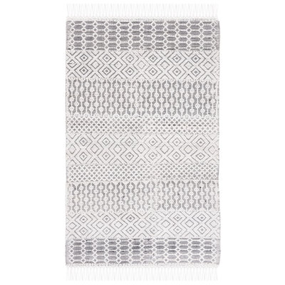 Randalia Hand Woven Pet Yarn/Cotton Southwestern Rug in Black/Ivory