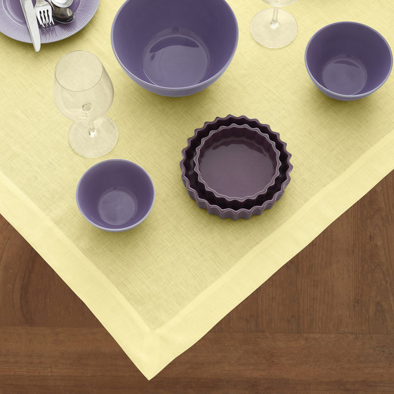 Fete - 100% Pure Linen Table Throw, Yellow, Solid Color