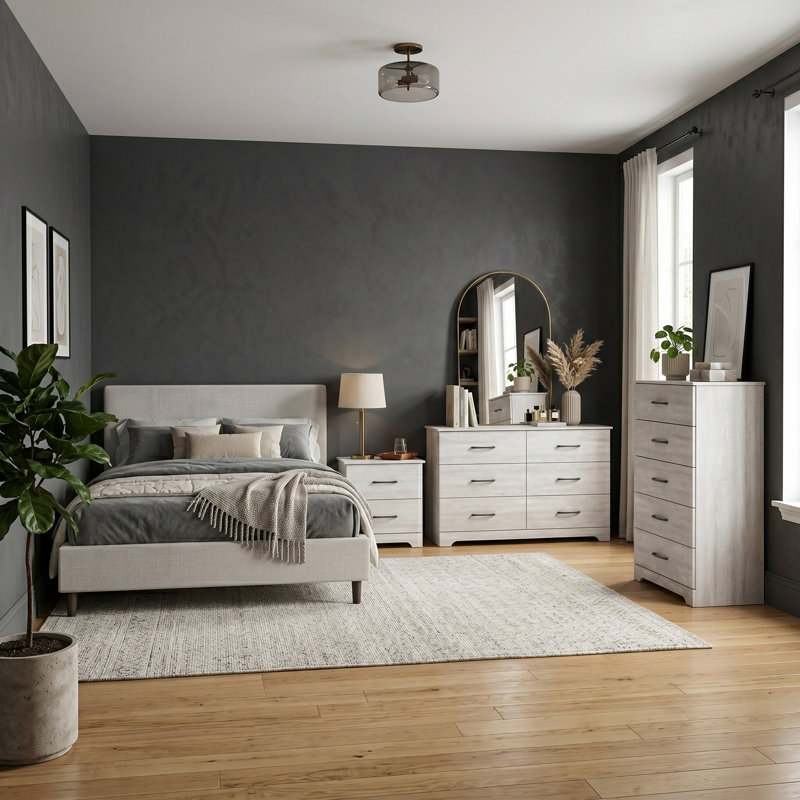 Arkia Manufactured Wood 3-Piece Bedroom Set, Dusty Gray Oak