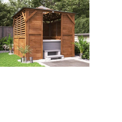 Dunster House Wooden Gazebo 2.5m x 2.5m Erin Half, Wall Half Louvre & Front Panel
