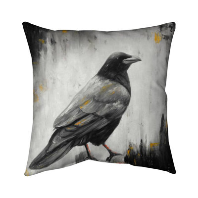 Crow bird - 20"x20" Outdoors Throw pillow - Spun poly - Print on demand