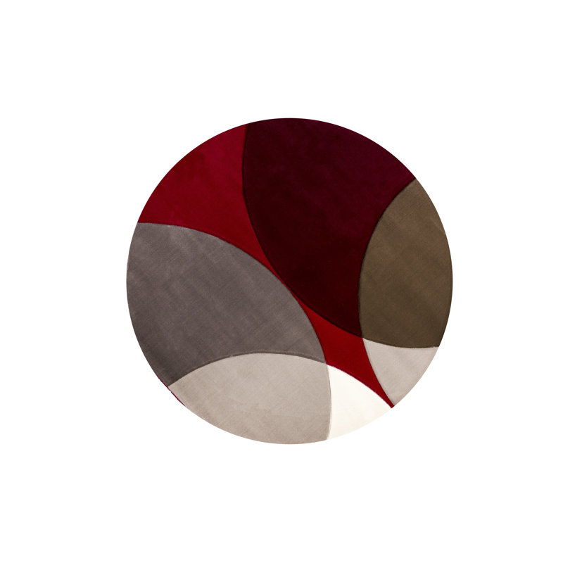 Tapis rouge / brun Janley, Rond 7 pi 11 po