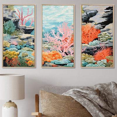Coral And Anemone Territory IV - Coastal Coral Under Water Canvas Art Set