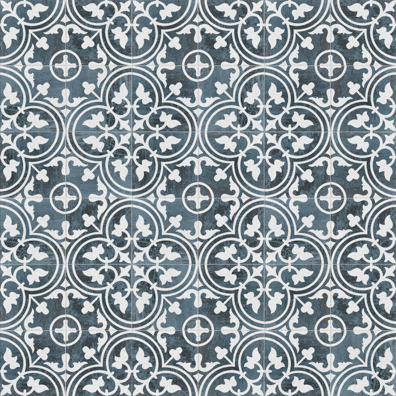 Cassis Arte 10" x 10" Porcelain Patterned Wall & Floor Tile, Black Night