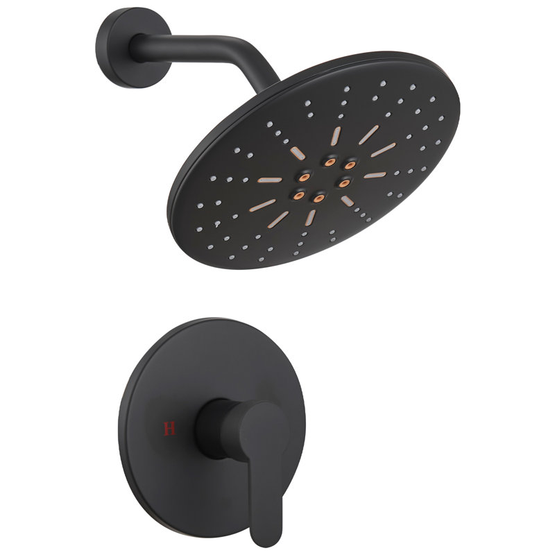 Robinet de douche à contrôle de volume avec valve brute, Noir mat