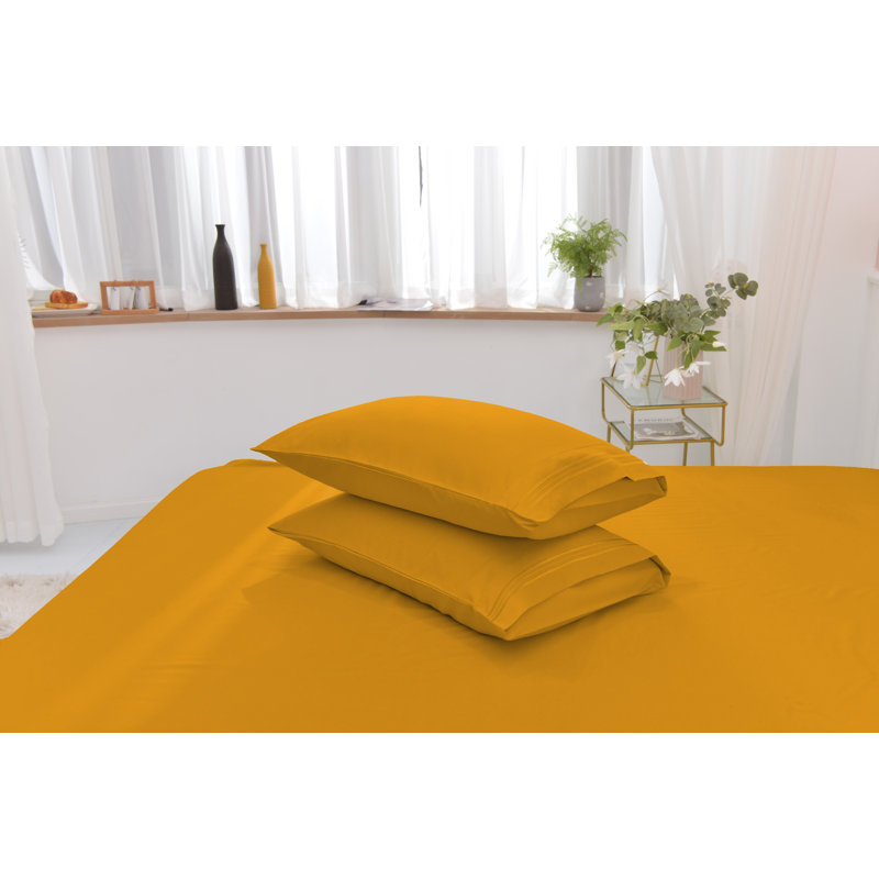  Ensemble de draps 1800 fils en rayonne de bambou, Doré, Ensemble de draps pour très grand lit + drap-hous