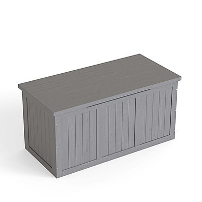 Outdoor Wooden Deck Box Solid Wood Storage Box Seat & Table Top for Patio Furniture Cushions, Pool Toys and Garden Tools