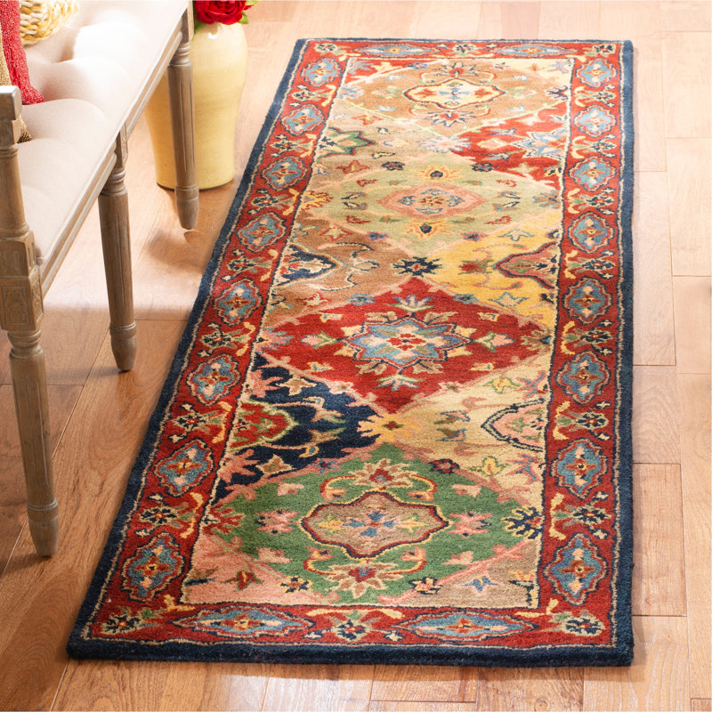 Tapis oriental en laine touffeté à la main Balthrop, Tapis de couloir 2 pi 3 po x 16 pi