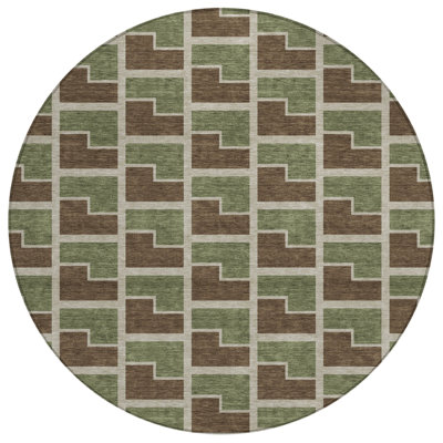 Machine Washable Indoor/Outdoor Lipman ACN2416 Geometric Rug