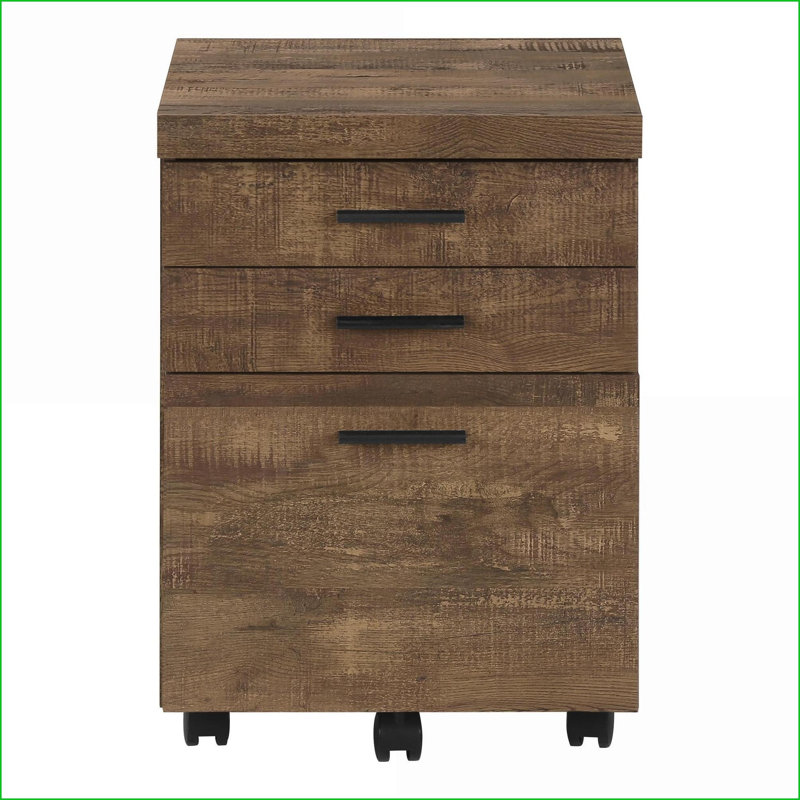 File Cabinets, Rolling Mobile 3 Drawer Printer Stand, Contemporary Walnut Brown | Particle Board | Brown, Brown