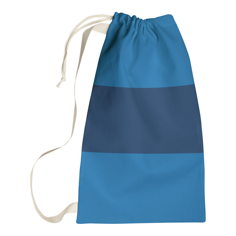 Laundry Hamper with Handles, Small ( 29" x 18" x 1.5"), Blue/Navy/Blue