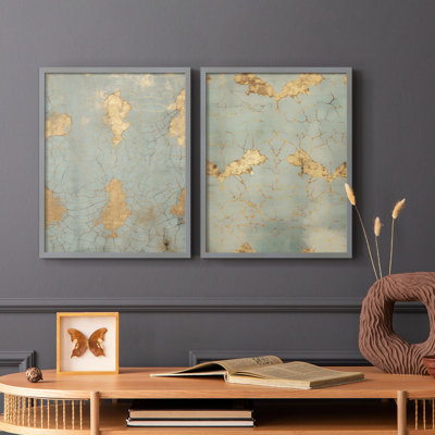 «Vintage Abstract Print», reproduction encadrée de qualité supérieure - prête à être accrochée - aucun clou requis - aucun clou requis
