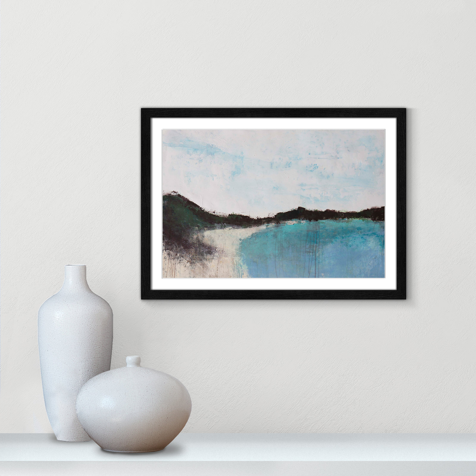 Mountainside Lakeview III Print, 17" H x 23" W x 0.75" D, Black Framed