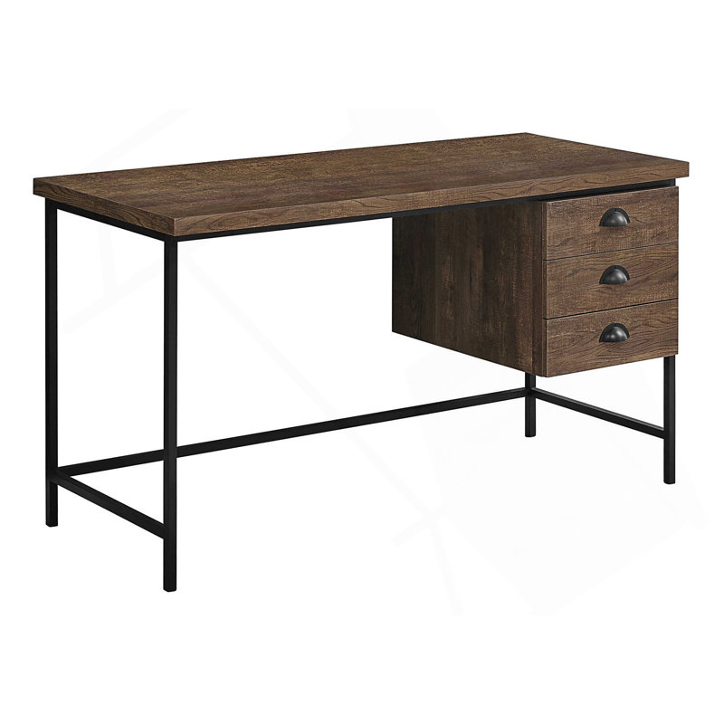 Bureau d'ordinateur moderne avec tiroirs de rangement pour le bureau personnel, poste de travail compact avec surface spacieuse et design contemporain.