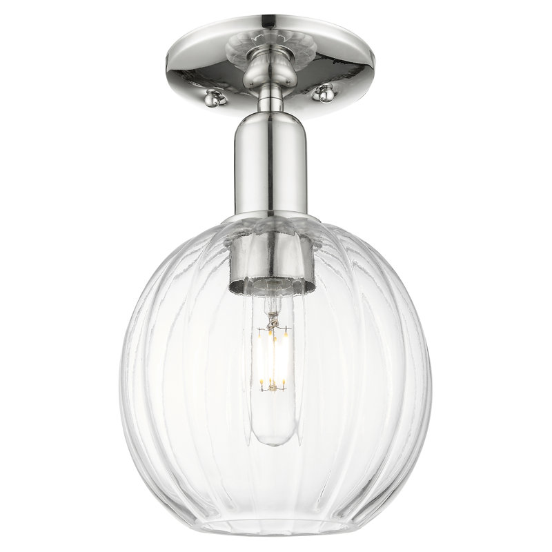 Plafonnier semi-encastré 1 lumière en forme de globe 7 "Downtown Urban - Cecil , Clair, Nickel poli