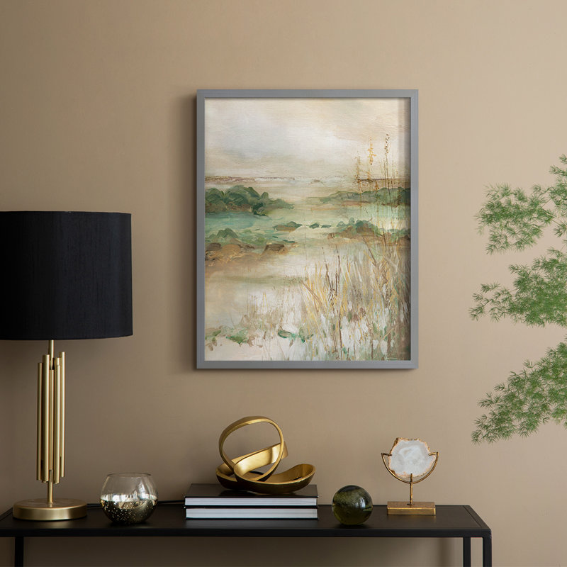 Sandy Seagrass Shores, reproduction encadrée - bois massif, Gris, H 30 po x l 24 po