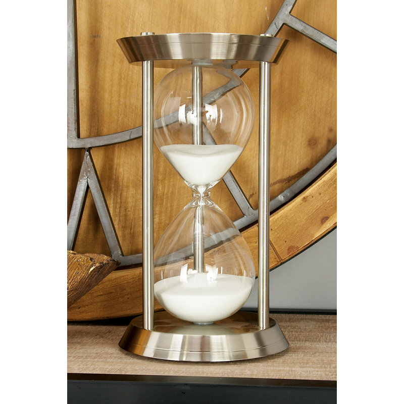 Elegant Silver Metal and Glass 12" Hourglass Sand Timer