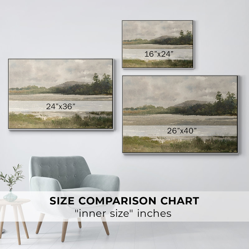 Paysage rétro - MLVII - reproduction de cadre flottant sur toile, Blanc, H 27 po x l 41 po
