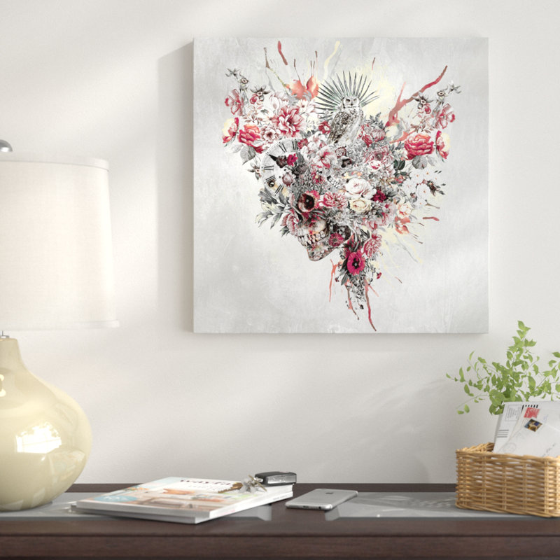 «Floral Skull Series», impression sur toile, H 48 po x l 48 po x P 1,5 po, Toile tendue, Pas de tapis