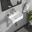 Lavabo de salle de bain mural en céramique 18 "x 10" avec trou pour robinet flottant rectangulaire blanc-125360017-125360023