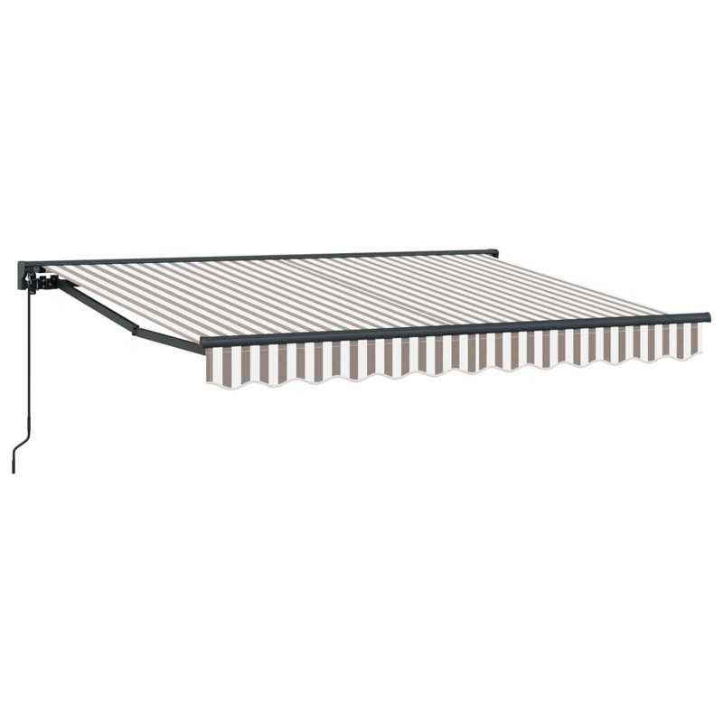 VidaXL Polyester Cover Retractable Patio Awning, 165cm H x 300cm W x 250cm D, Striped, White/Gray