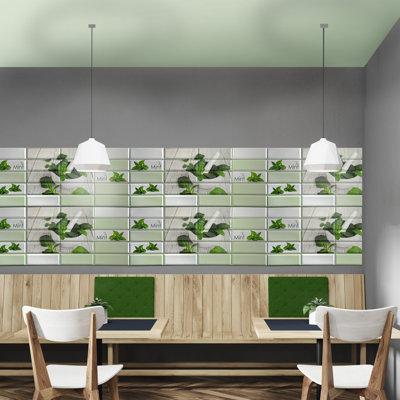 Panneau mural en vinyle l 38 po x l 19 po blanc/vert Falkirk 3D